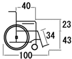 自走式車椅子 BM22-40SB-M サイズ