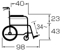 介助式車いす BM16-40SB-M サイズ